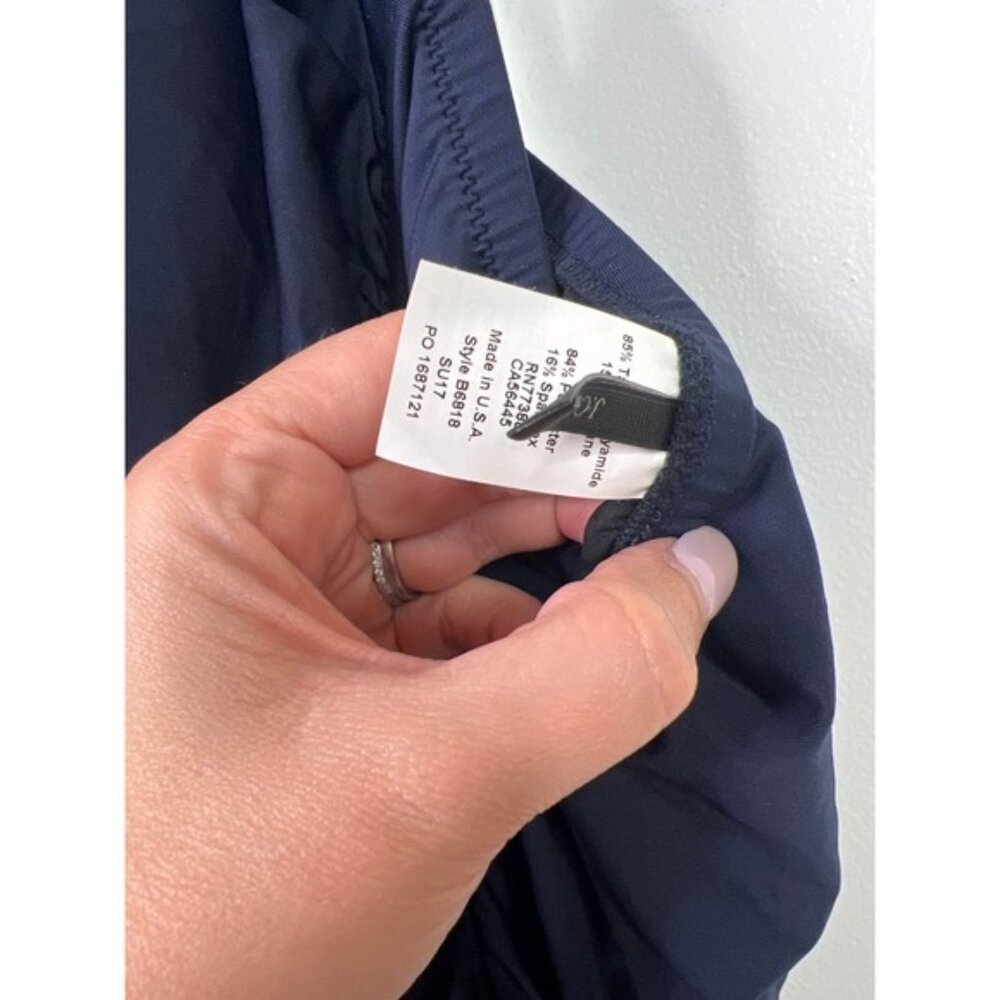 NWT J. Crew Removable Halter Strap Ruched One-piece Ruched Navy Blue Swimsuit - Picture 4 of 9
